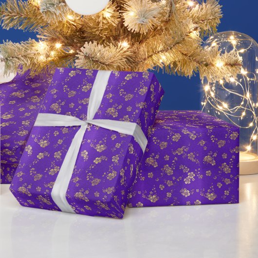 Blumenmuster | Amethyst-Blüte Geschenkpapier (Feiertage)