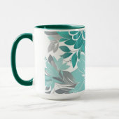 Blumenmuster, Aqua, Aquamarin, Türkis und Grau Tasse (Links)