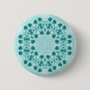 Blumenmuster, Aquamarin blau Button