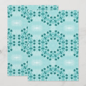 Blumenmuster, Aquamarin blau Feiertagskarte (Vorne/Hinten)