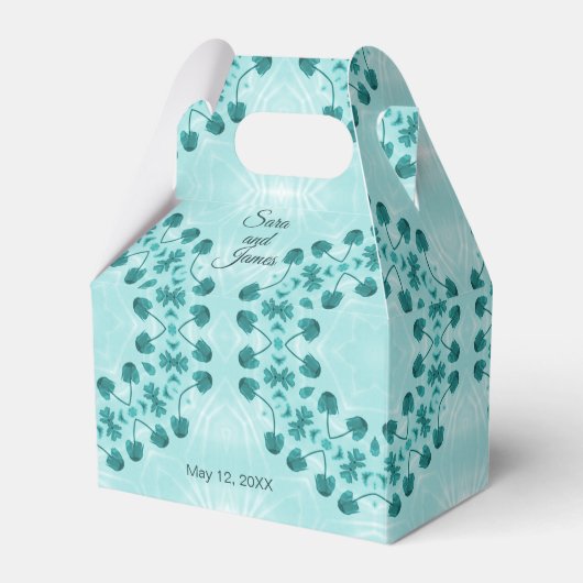 Blumenmuster, Aquamarin blau Geschenkschachtel (Vorderseite)