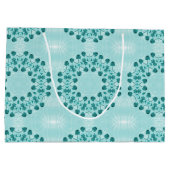 Blumenmuster, Aquamarin blau Große Geschenktüte (Rückseite)