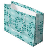 Blumenmuster, Aquamarin blau Große Geschenktüte (Vorderseite Schrägansicht)