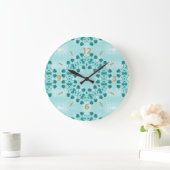 Blumenmuster, Aquamarin blau Große Wanduhr (Zuhause)
