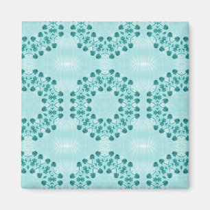 Blumenmuster, Aquamarin blau Magnet