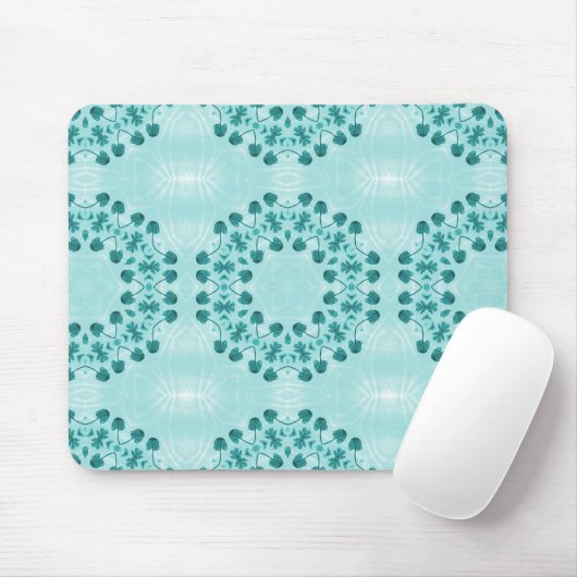 Blumenmuster, Aquamarin blau Mousepad (Mit Mouse)