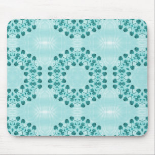Blumenmuster, Aquamarin blau Mousepad