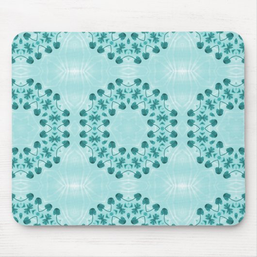 Blumenmuster, Aquamarin blau Mousepad (Vorne)
