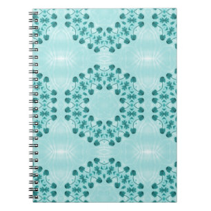 Blumenmuster, Aquamarin blau Notizblock