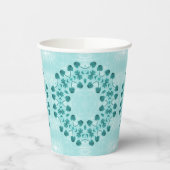Blumenmuster, Aquamarin blau Pappbecher (Links)