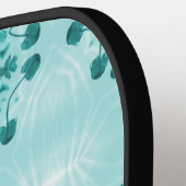 Blumenmuster, Aquamarin blau Pickleball Schläger (Linke Seite)