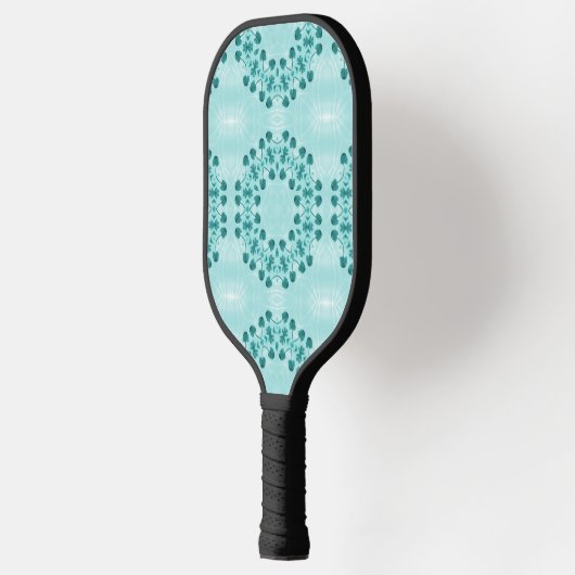 Blumenmuster, Aquamarin blau Pickleball Schläger (Links)