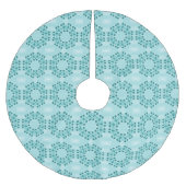 Blumenmuster, Aquamarin blau Polyester Weihnachtsbaumdecke (Vorderseite)