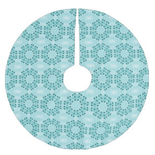 Blumenmuster, Aquamarin blau Polyester Weihnachtsbaumdecke