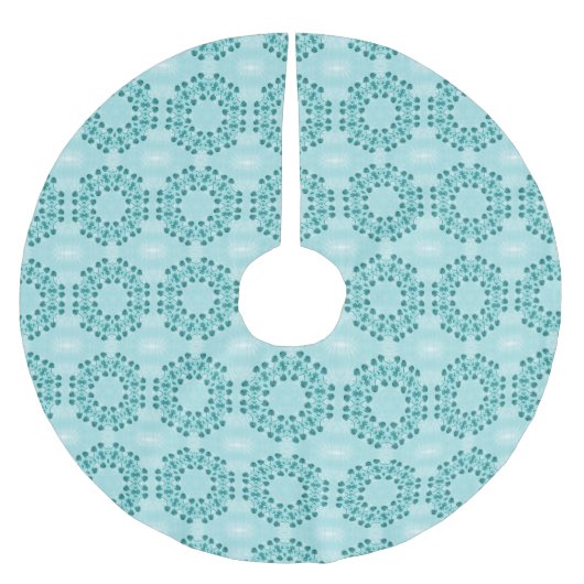 Blumenmuster, Aquamarin blau Polyester Weihnachtsbaumdecke (Vorderseite)