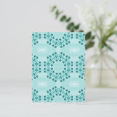 Blumenmuster, Aquamarin blau Postkarte (Stehend Vorderseite)
