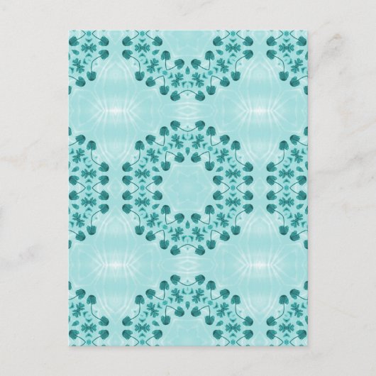 Blumenmuster, Aquamarin blau Postkarte (Vorderseite)