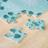 Blumenmuster, Aquamarin blau Puzzle (Seite)