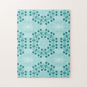 Blumenmuster, Aquamarin blau Puzzle (Vertikal)