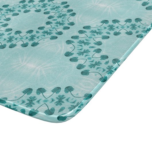 Blumenmuster, Aquamarin blau Schneidebrett (Ecke)