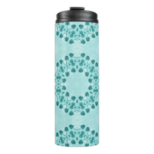 Blumenmuster, Aquamarin blau Thermosbecher