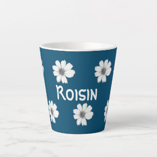 Blumenmuster Aquamarin Blue individuelle Name Milchtasse