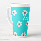 Blumenmuster Aquamarin Blue individuelle Name Milchtasse (Linke Ecke)