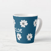 Blumenmuster Aquamarin Blue individuelle Name Milchtasse (Rechte Ecke)