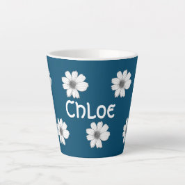 Blumenmuster Aquamarin Blue individuelle Name Milchtasse