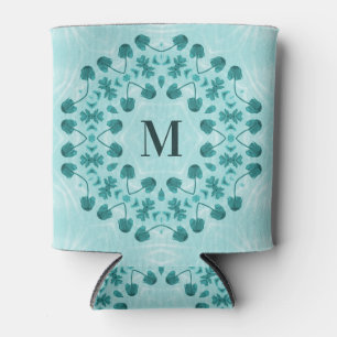 Blumenmuster, Aquamarin Blue Initial Dosenkühler