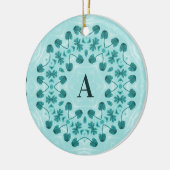 Blumenmuster, Aquamarin Blue Initial Keramik Ornament (Links)