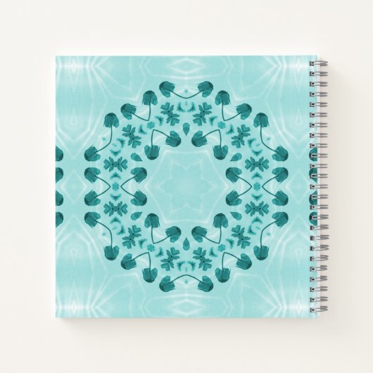 Blumenmuster, Aquamarin Blue Initial Notizblock (Rückseite)