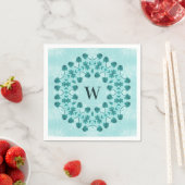 Blumenmuster, Aquamarin Blue Initial Serviette (Beispiel)