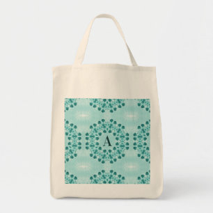 Blumenmuster, Aquamarin Blue Initial Tragetasche