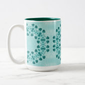 Blumenmuster, Aquamarin Blue Initial Zweifarbige Tasse (Links)