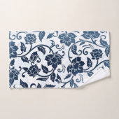 Blumenmuster, Aquamarin und Navy Blue Handtuch (Handtuch)