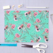 Blumenmuster - Aquamarines Gewebepapier Seidenpapier (Handwerk)