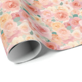 Blumenmuster | Aquarell-Rosen Geschenkpapier (Rolleneckpunkt)