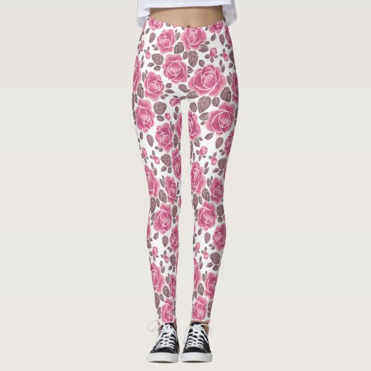 Blumenmuster. Aquarellfarben /52 Leggings (Vorderseite)