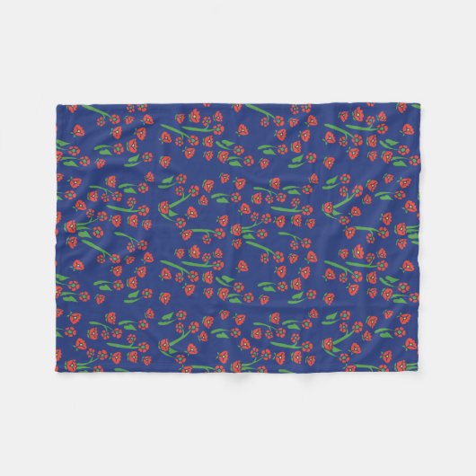 Blumenmuster Art Deco Fleecedecke (Vorderseite (Horizontal))