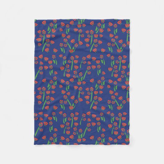 Blumenmuster Art Deco Fleecedecke (Vorderseite)