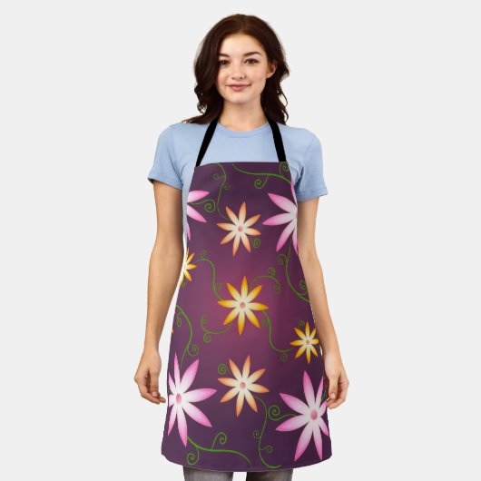 Blumenmuster auf allen Druckseiten Schürze (Getragen)