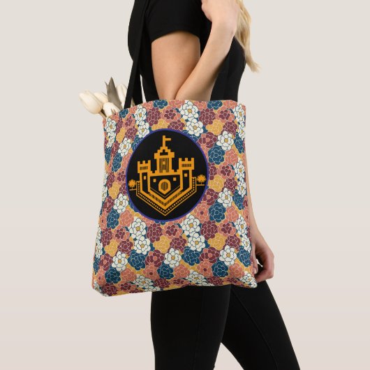 Blumenmuster auf dem gesamten Stoff Tasche (Von Nahem)