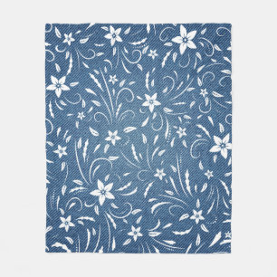 Blumenmuster auf Denim Fleecedecke