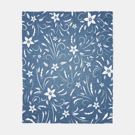 Blumenmuster auf Denim Fleecedecke (Vorderseite)