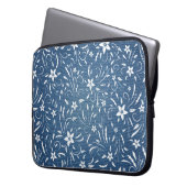 Blumenmuster auf Denim Laptopschutzhülle (Vorderseite Links)