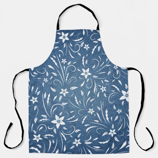 Blumenmuster auf Denim Schürze (Vorderseite)