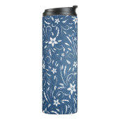 Blumenmuster auf Denim Thermosbecher (Nach links gedreht)
