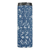 Blumenmuster auf Denim Thermosbecher (Rückseite)