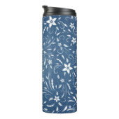 Blumenmuster auf Denim Thermosbecher (Nach rechts gedreht)